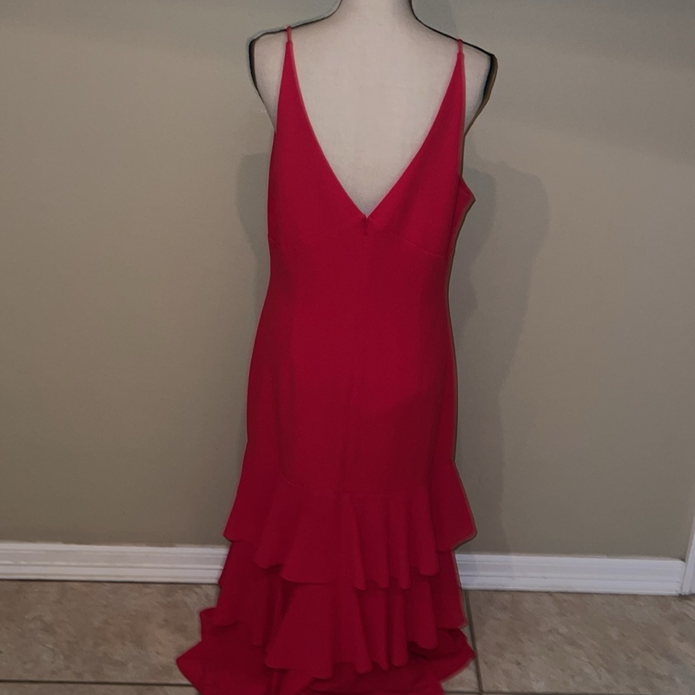 Badgley Mischka ruffle sleeveless maxi dress wedding guest size 14 - Picture 3 of 8